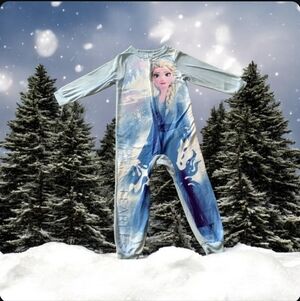 Disney frozen II one piece winter nighty pajama blue pink size XS zipper…